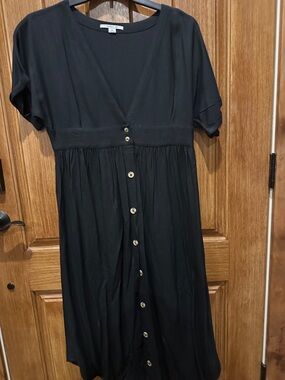 O'Neill Black Button-Front Maxi Dress